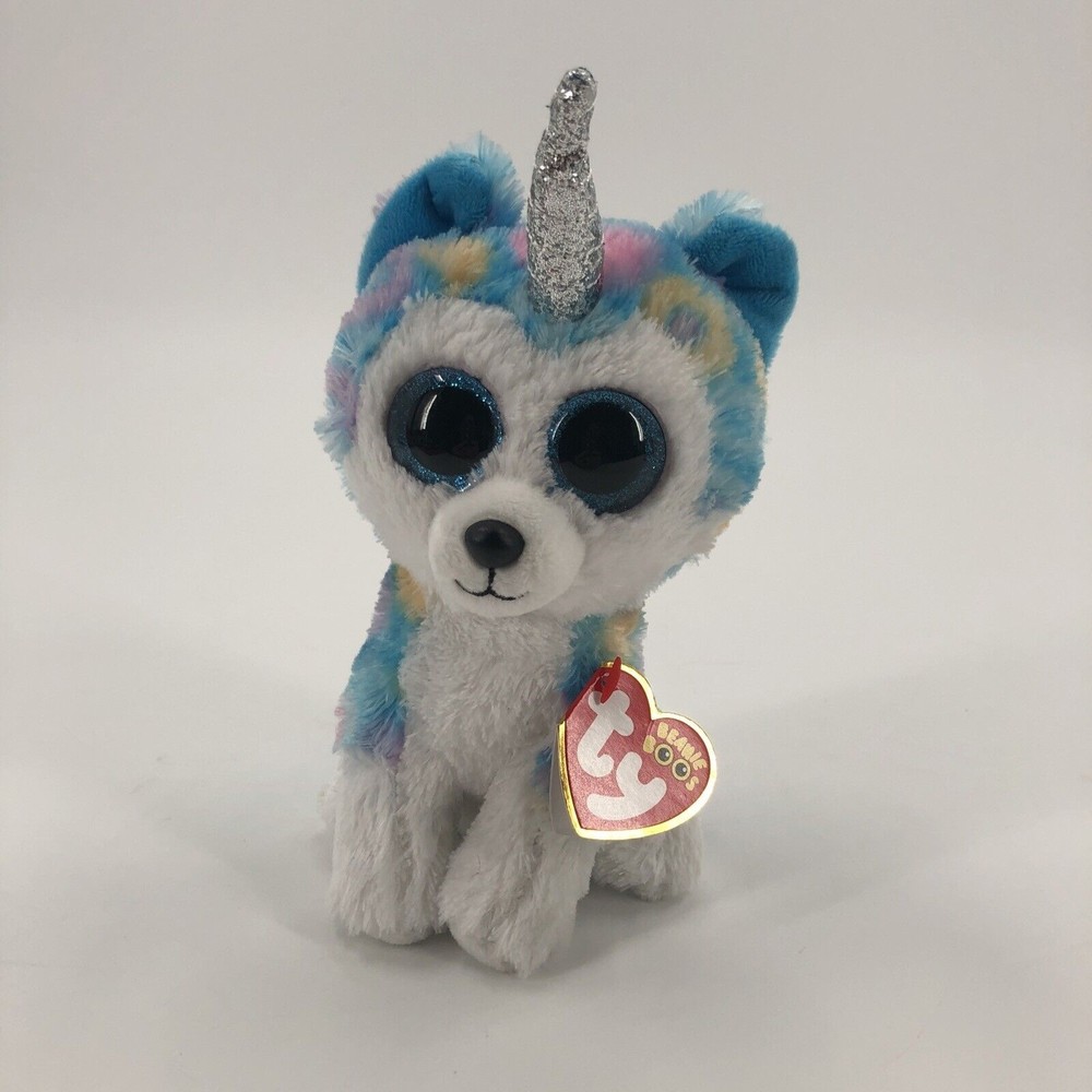 Ty Beanie Boos Helena Husky Dog Unicorn Plush Stuffed Animal Tie Dye 6" 2021 TAG